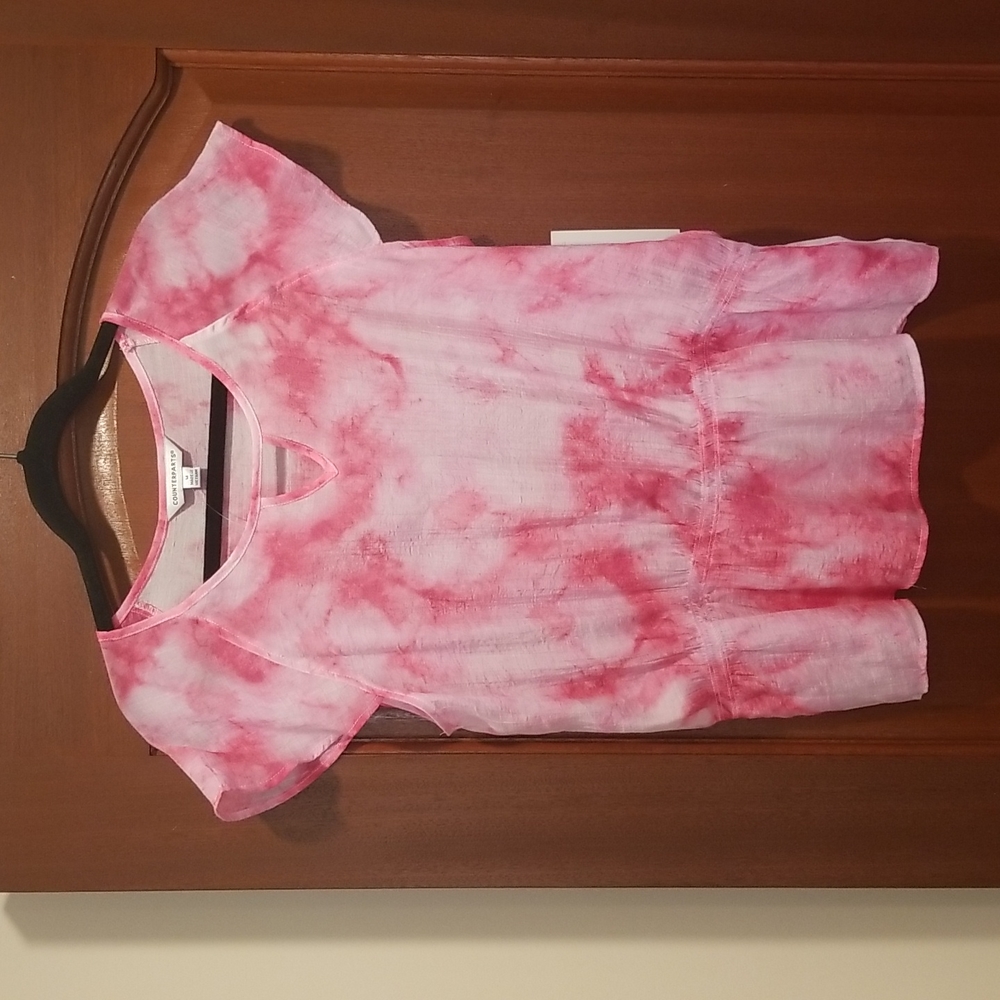 Counterparts Tie Dye Peplum Style Short Sleeve Blouse Top, size M